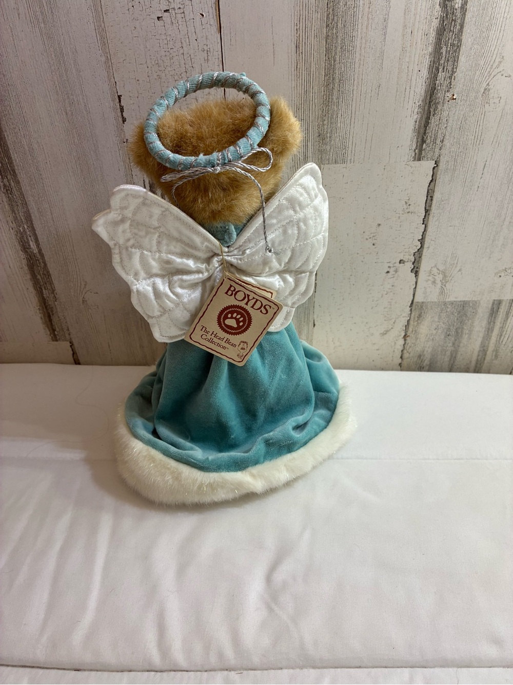 Boyds Bears Teal and White Angel Bear Holiday Figurine teal color - Picture 2 of 4